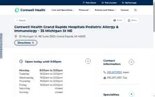 Corewell Health Grand Rapids Hospitals Pediatric Allergy & Immunology - 35 Michigan St NE website