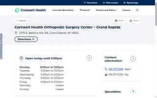 Corewell Health Orthopedic Surgery Center – Grand Rapids website