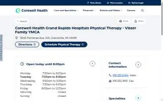 Corewell Health Grand Rapids Hospitals Physical Therapy - Visser Family YMCA website