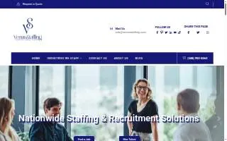 Venus Staffing website