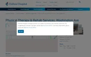 Holland Hospital Physical Therapy & Rehab Services, Washington Ave website