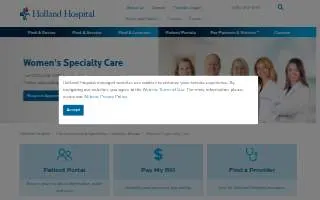 Holland Hospital Women's Specialty Care website