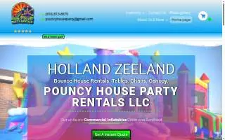 Pouncy House Party Rentals website