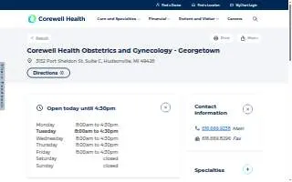 Corewell Health Obstetrics and Gynecology - Georgetown website