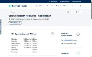 Corewell Health Pediatrics - Georgetown of Hudsonville website
