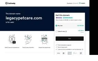 Legacy Pet Care website