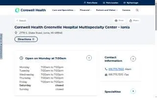 Corewell Health Greenville Hospital Multispecialty Center – Ionia website