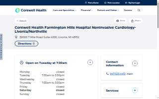Corewell Health Farmington Hills Hospital Noninvasive Cardiology- Livonia/Northville