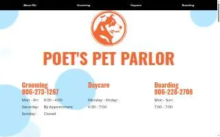 Poets Pet Parlor website