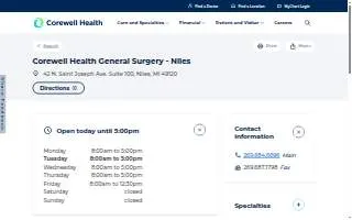 Corewell Health General Surgery - Niles website