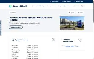 Corewell Health Lakeland Hospitals Niles Hospital website