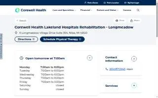 Corewell Health Lakeland Hospitals Rehabilitation - Longmeadow website