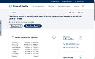 Corewell Health Watervliet Hospital Southwestern Medical Walk-In Clinic - Niles