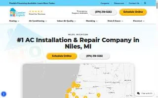 Home Comfort Experts of Niles website