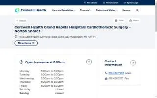 Corewell Health Grand Rapids Hospitals Cardiothoracic Surgery – Norton Shores website