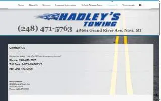 Hadley’s Towing website