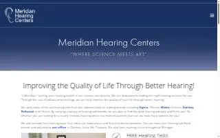Meridian Hearing Centers website