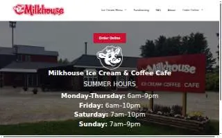 Milkhouse Ice Cream and Coffee Cafe website