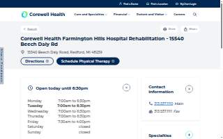Corewell Health Farmington Hills Hospital Rehabilitation - 15540 Beech Daly Rd
