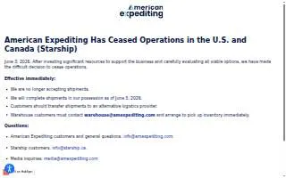 American Expediting of Romulus website