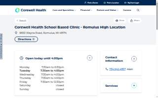 Corewell Health School Based Clinic - Romulus High Location