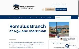 Public Service Credit Union of Romulus website