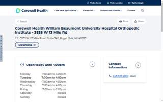 Corewell Health William Beaumont University Hospital Orthopedic Institute - 3535 W 13 Mile Rd