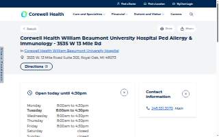 Corewell Health William Beaumont University Hospital Pediatric Allergy & Immunology - 3535 W 13 Mile Rd
