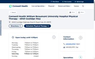 Corewell Health William Beaumont University Hospital Physical Therapy - 4949 Coolidge Hwy