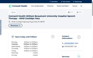 Corewell Health William Beaumont University Hospital Speech Therapy