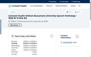 Corewell Health William Beaumont University Speech Pathology