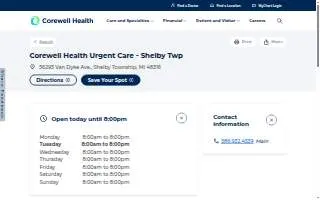Corewell Health Urgent Care - Shelby Twp website