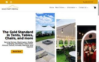 Gold Party Rental website