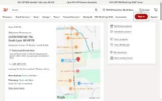 Walgreens Drug store of South Lyon website