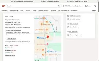 Walgreens Pharmacy of South Lyon website