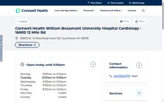 Corewell Health William Beaumont University Hospital Cardiology - 16800 12 Mile Rd
