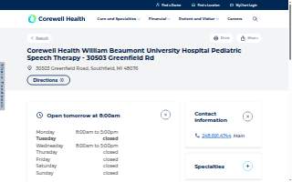 Corewell Health William Beaumont University Hospital Pediatric Speech Therapy