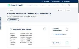 Corewell Health Care Center - 15777 Northline Rd website