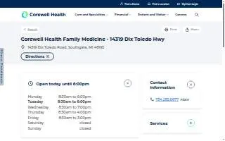 Corewell Health Family Medicine - 14319 Dix Toledo Hwy website