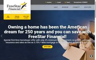 FreeStar Financial Credit Union of St. Clair Shores website