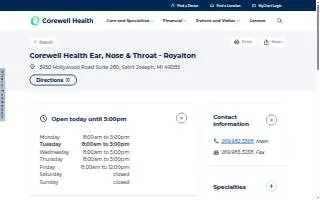 Corewell Health Ear, Nose & Throat - St. Joseph website