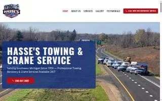 Hasse's Towing & Crane Service website