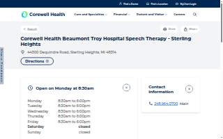 Corewell Health Beaumont Troy Hospital Speech Therapy - Sterling Heights