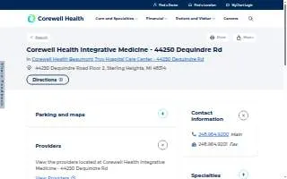 Corewell Health Integrative Medicine - 44250 Dequindre Rd website