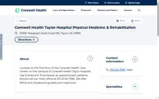 Corewell Health Taylor Hospital Physical Medicine & Rehabilitation website
