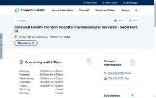 Corewell Health Trenton Hospital Cardiovascular Services - 5400 Fort St #200 website