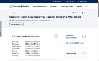 Corewell Health Beaumont Troy Hospital Children's After-Hours