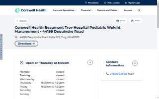 Corewell Health Beaumont Troy Hospital Pediatric Weight Management