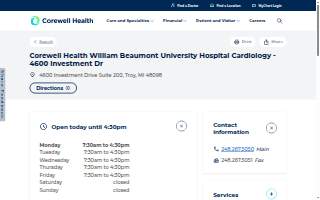 Corewell Health William Beaumont University Hospital Cardiology - 4600 Investment Dr
