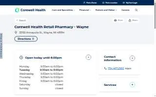Corewell Health Retail Pharmacy - Wayne website